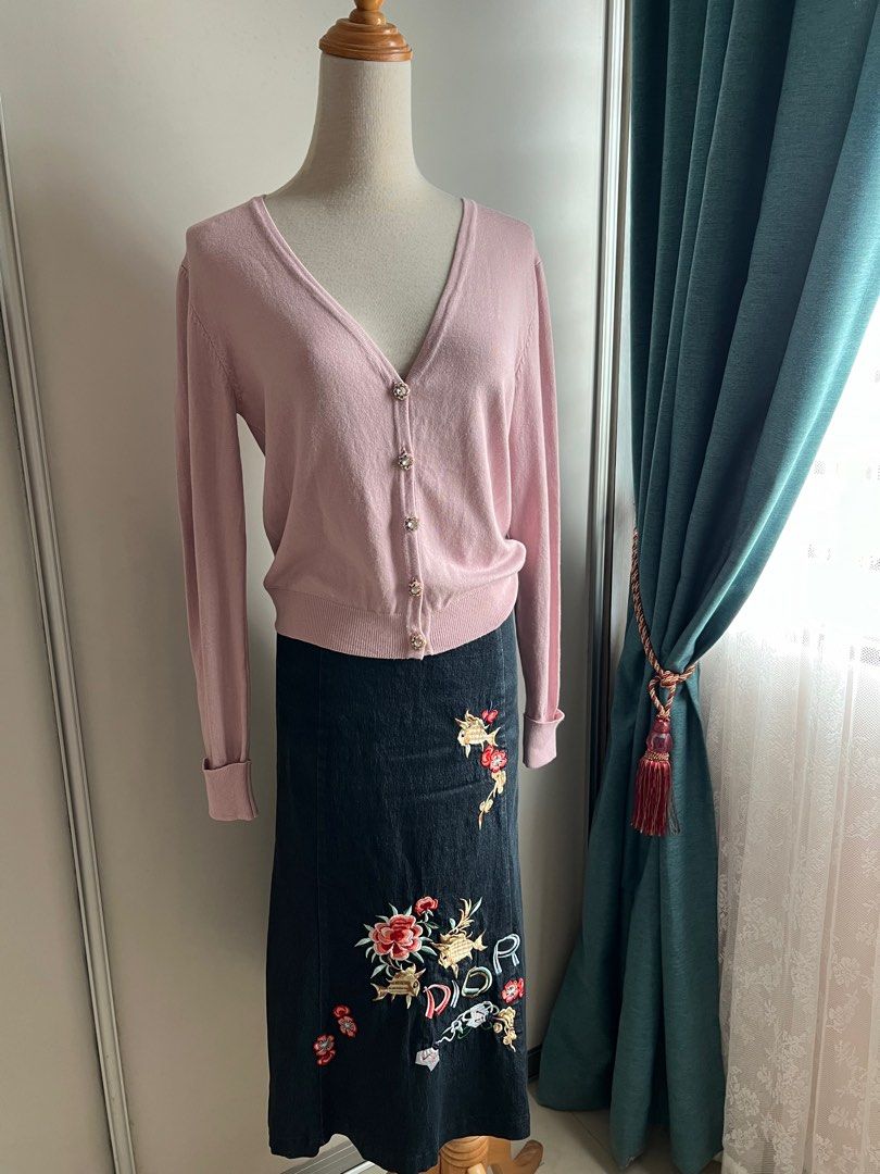 Pink dior denim skirt clearance