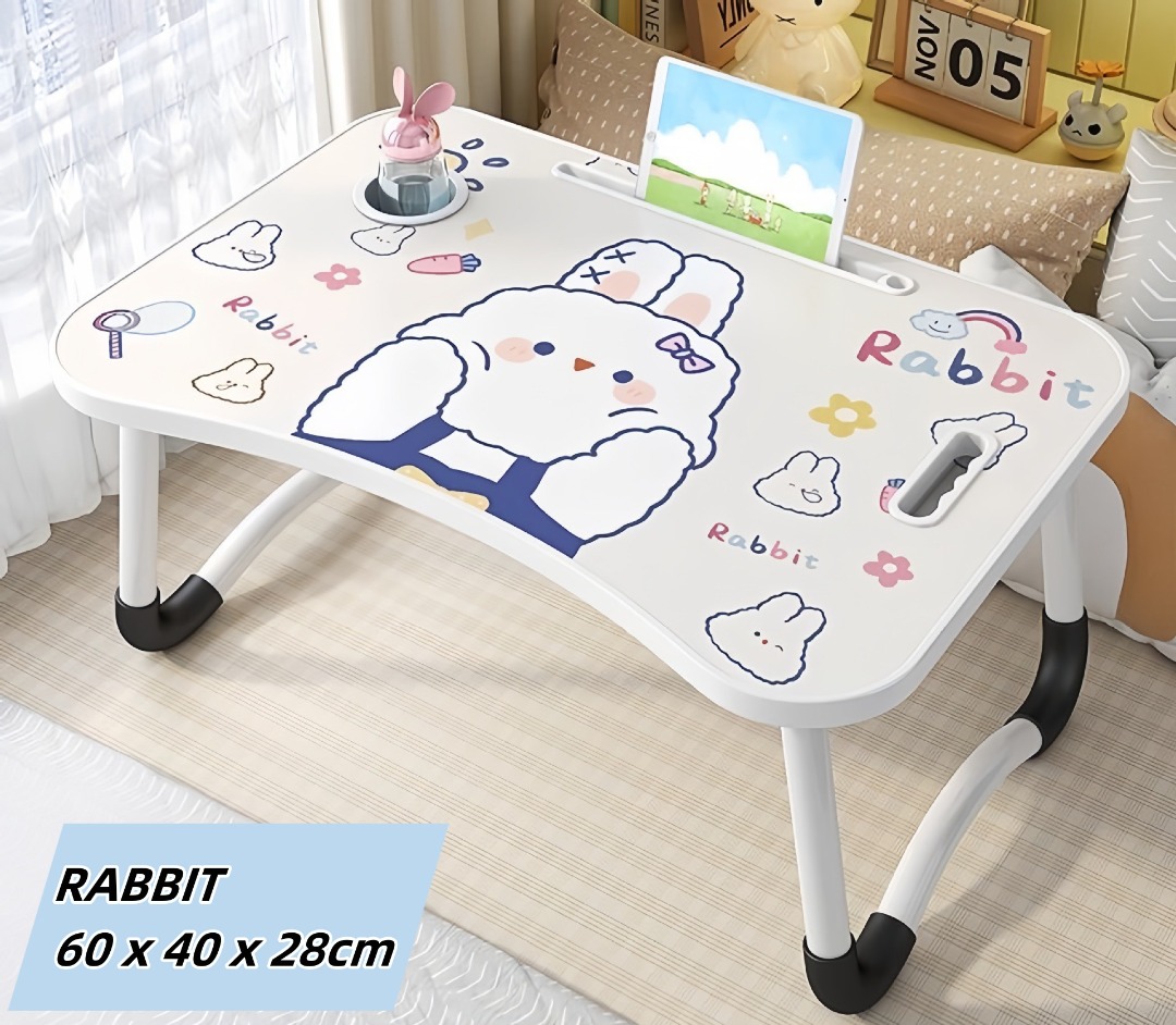 Rabbit Foldable Table Anti-slip Bed Mini Table Laptop Study Table Meja ...