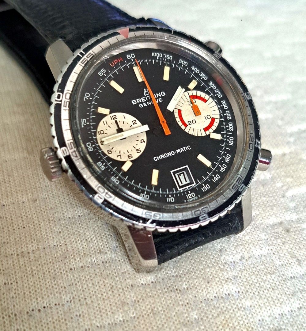 real rare original old vintage breitling chronomatic cal 11 steel chronograph watch