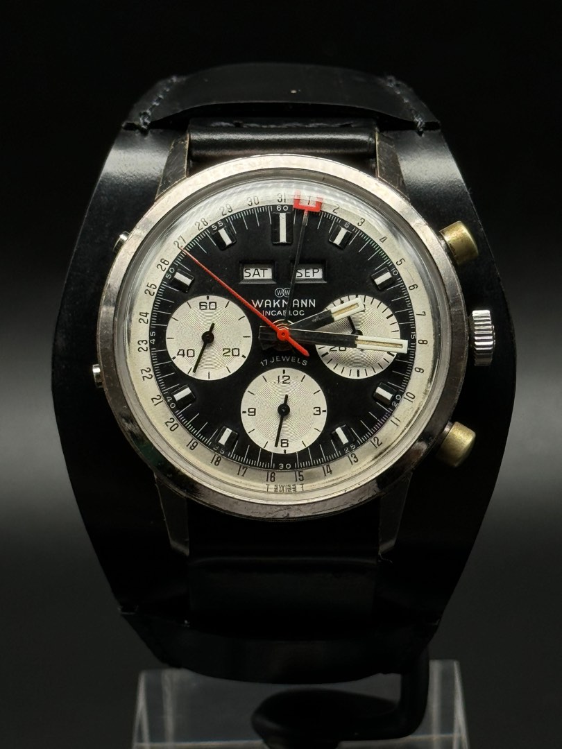 Vintage Walkmann Panda Triple Date Chronograph 1315.30.74 Leather Strap ...