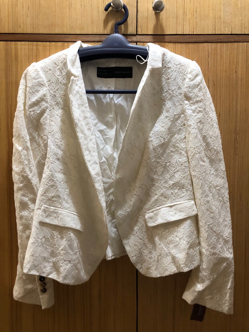 Zara White Lace Blazer Women s Fashion Coats Jackets and Outerwear on Carousell