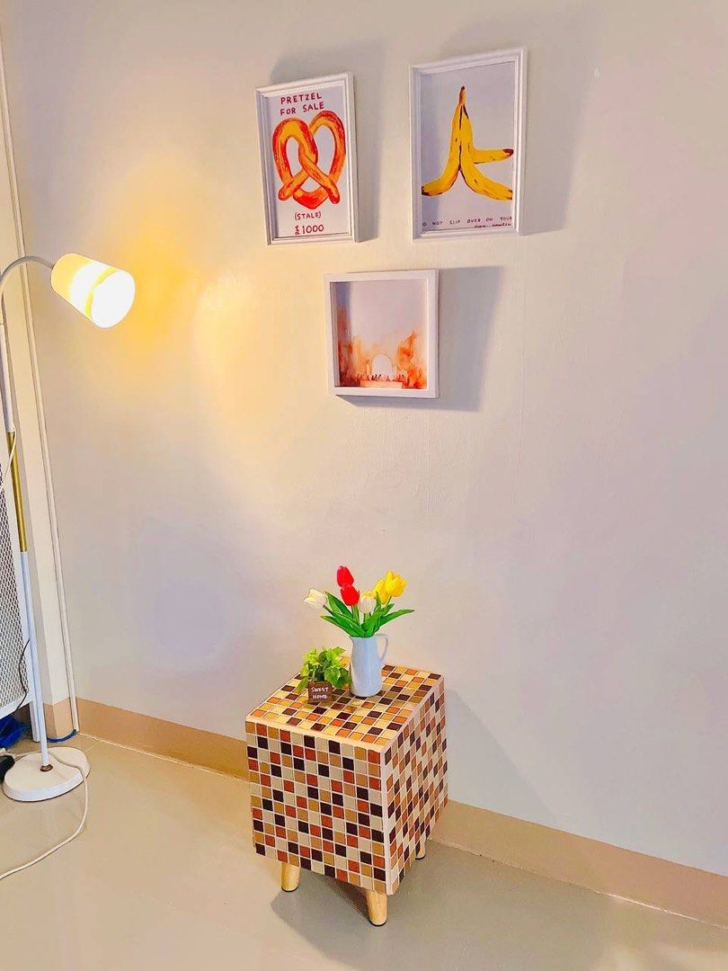 Aesthetic Retro Table (Category: Tables & Sets) located in Quezon City. Submitted by angelsfalldown (Listing ID 1337846616, Image 2). Description: Aesthetic Retro Vibe Table Bedside or Coffee Table Can add accent to your home or store or coffee shop. Details: Top And All Sides: 12.5 Inches Height: 16.5 inches Note: Should not be used as a chair as this is purposely made as bedside or coffee table Shipping via lalamove or other courier is shoulder