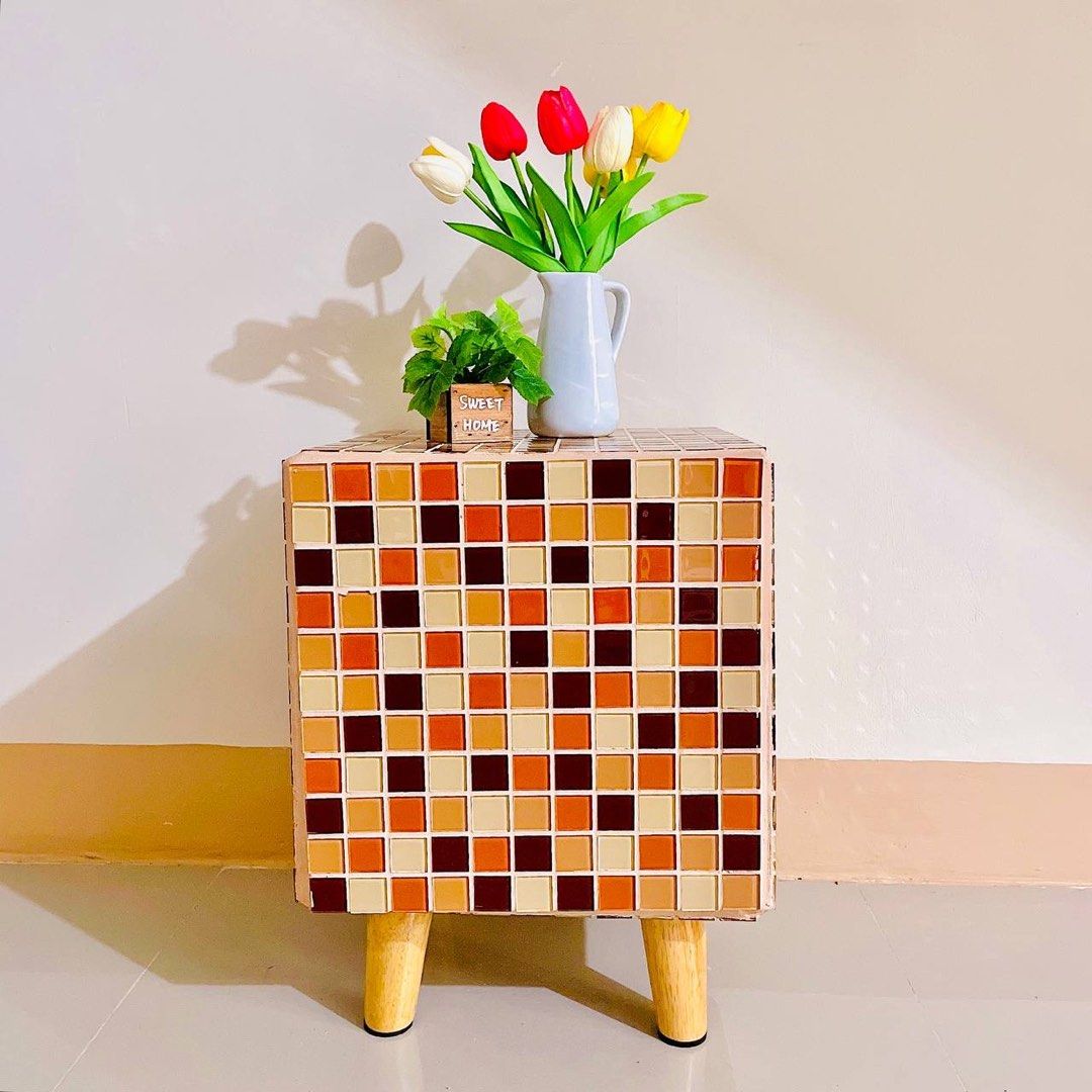 Aesthetic Retro Table (Category: Tables & Sets) located in Quezon City. Submitted by angelsfalldown (Listing ID 1337846616, Image 1). Description: Aesthetic Retro Vibe Table Bedside or Coffee Table Can add accent to your home or store or coffee shop. Details: Top And All Sides: 12.5 Inches Height: 16.5 inches Note: Should not be used as a chair as this is purposely made as bedside or coffee table Shipping via lalamove or other courier is shoulder