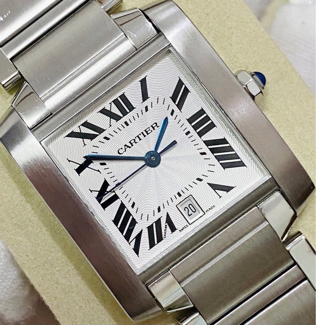 Cartier Tank Française Large Automatic (Category: Luxury Watches) located in Baliuag. Submitted by clicksmileph (Listing ID 1337924338, Image 2). Description: Cartier Tank Française Large Automatic 198,000 Php Guilloche White Dial 28x32mm Case size Automatic Movement 6'0 Calendar Aperture 9.5/10 Like New (Free Polish upon request) All Original Parts, No issue, All working Guaranteed Authentic Low ballers will not be entertained (Selling low alrea