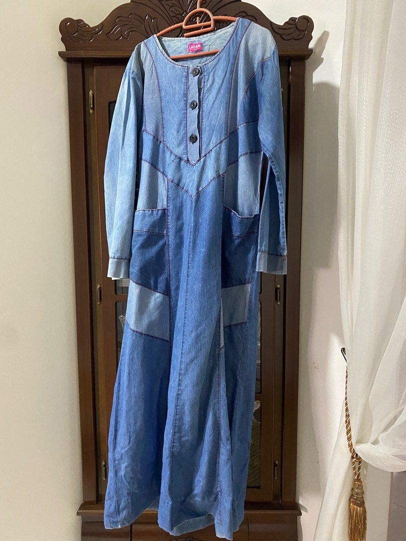Jubah denim deals