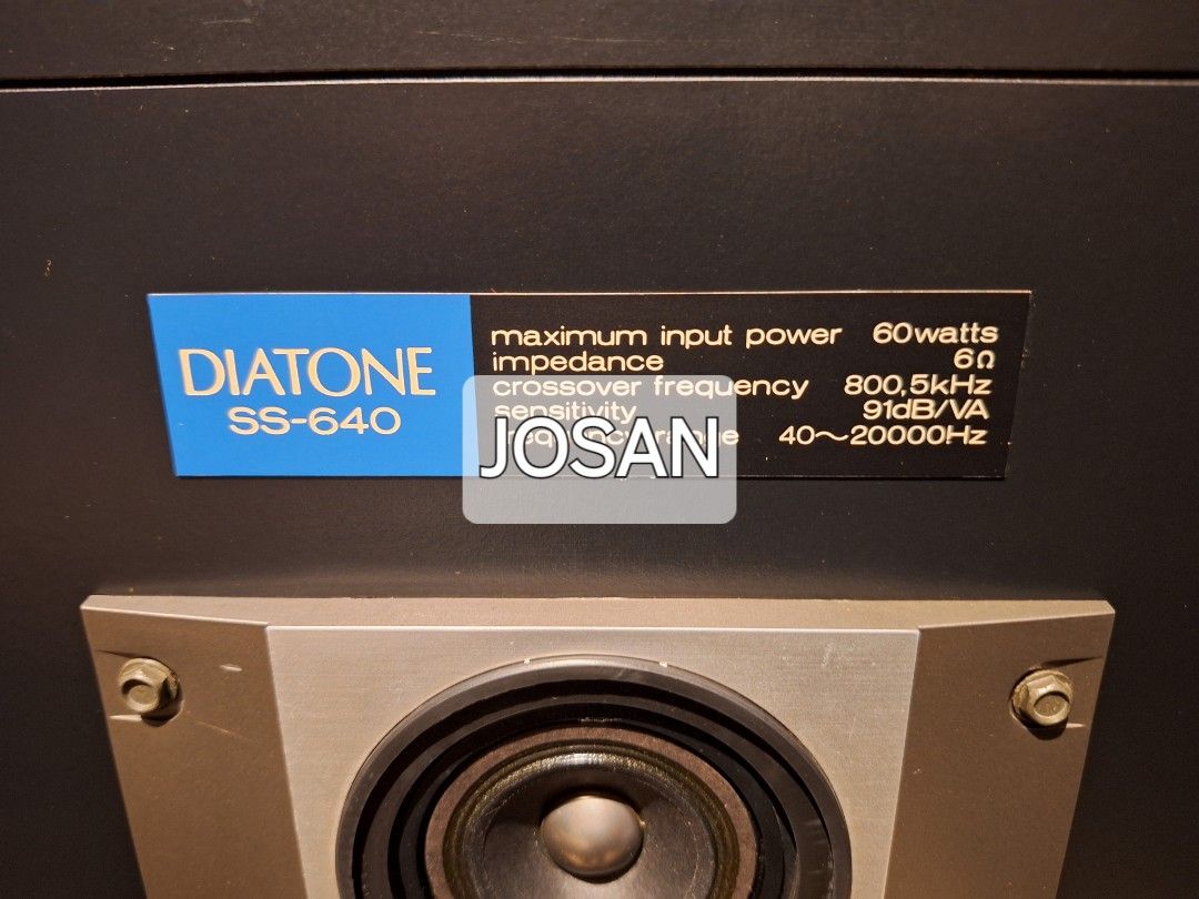 Diatone SS-640 Floor Standing Speakers (Category: Soundbars, Speakers & Amplifiers) located in Mandaluyong City. Submitted by vicosan (Listing ID 1337862348, Image 1). Description: Diatone SS-640 3 Way Speaker System Floor Standing Speakers Around late 1970s release 6 ohms 60 watts Great sound output soft bass and clear highs Check nyo in person May mga minor imperfections sa isang box Other box is damaged yung ilalim medyo nakalobo but does not 