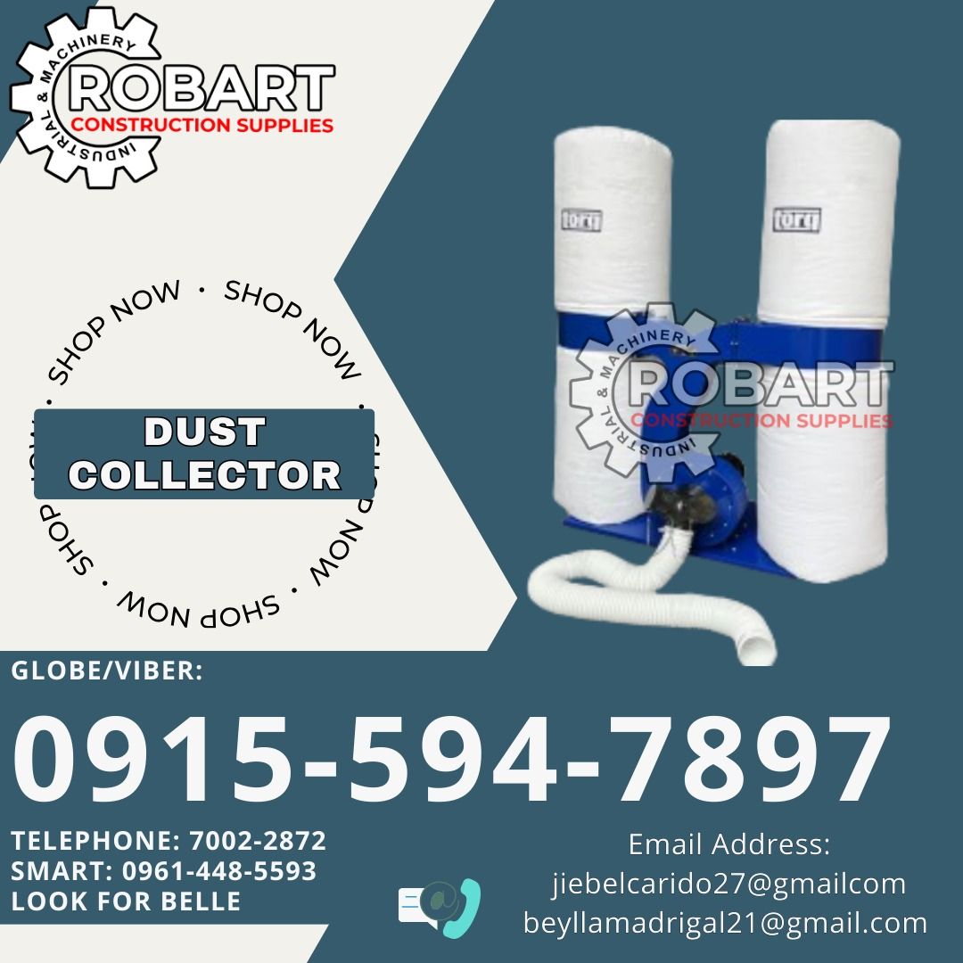 Dust Collector (Category: Construction Tools & Equipment) located in Manila. Submitted by bellarobart (Listing ID 1337777937, Image 1). Description: Dust Collector Brand: Torq Model: T-DC 2200 3 Vacuum Port 𝑹𝑶𝑩𝑨𝑹𝑻 𝑪𝑶𝑵𝑺𝑻𝑹𝑼𝑪𝑻𝑰𝑶𝑵 𝑺𝑼𝑷𝑷𝑳𝑰𝑬𝑺 Office Address: 1405 Yuseco St. Sta Cruz Manila SEND US MESSAGE FOR INQUIRIES ‼️‼️ Glb/Vibr: 0915-594-7897 Smrt: 0961-448-5593 Landline: (7746-6248 / 7002-2872) 𝓛𝓞𝓞𝓚 𝓕𝓞𝓡 𝓑𝓔𝓛𝓛𝓔 