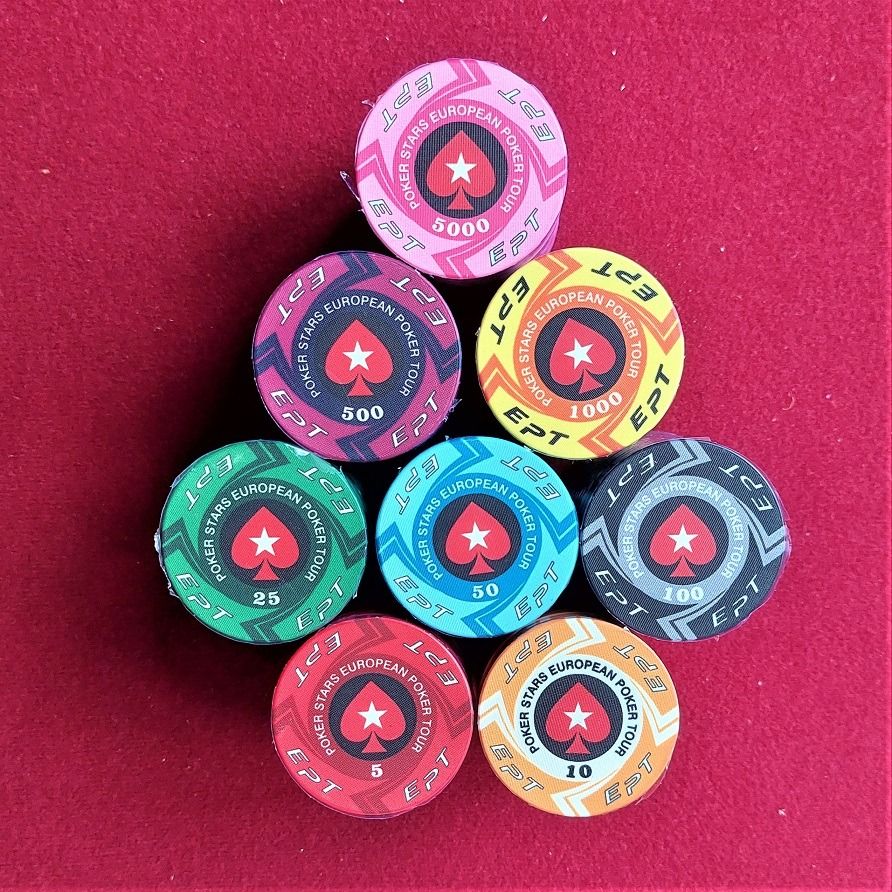 EPT Ceramic Poker Chips (Category: Board Games & Puzzles) located in Quezon City. Submitted by vdecks (Listing ID 1337880997, Image 2). Description: Each chip measures 3.9 cm Use for high stakes poker and other casino games Made of pure high quality Ceramic material Makes a great gift for all poker players Diameter : 39 mm Height : 3 mm Weight : 10 grams Note: The price is ₱35 per chip. .
