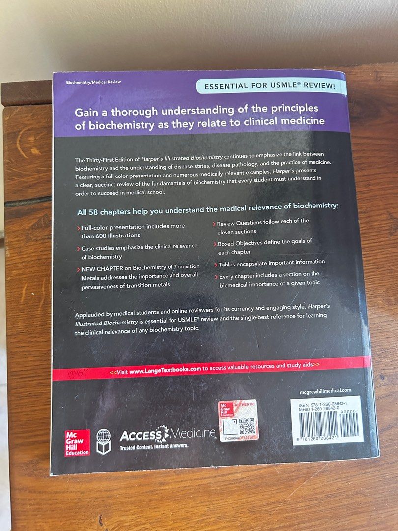 Harper’s Illustrated Biochemistry 31st Edition (Category: Textbooks) located in Antipolo. Submitted by luffy.24 (Listing ID 1337794958, Image 2). Description: 📚Medical books (books for medschool or med review esp for USMLE) ALL ARE ORIGINAL BOOKS, NOT REPRINTS ✅Harper’s Illustrated Biochemistry 31st Edition (₱1,500) ✅ Guyton & Hall Medical Physiology 2nd South Asia Edition (₱1,300) ✅Clinically Oriented Anatomy South Asia Edition by Moore, Dalley