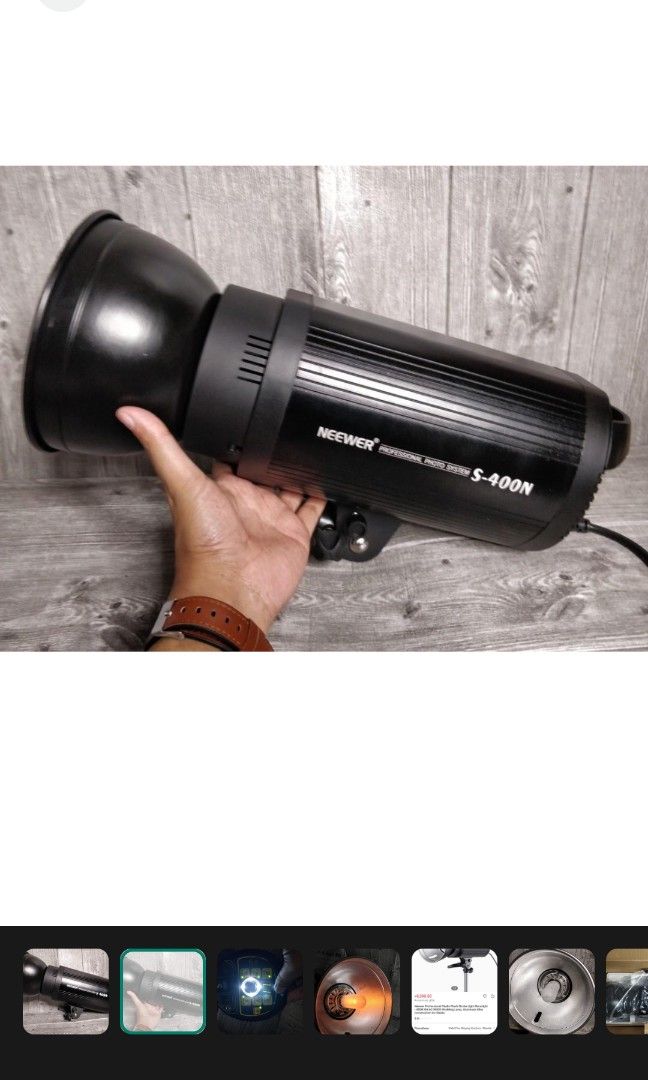 Neewer S Series S-400N Professional flash strobe Studio Light 110v from US. (Category: Lighting & Studio Equipment) located in Pasig City. Submitted by edrell (Listing ID 1337781649, Image 1). Description: - Camera, tripod, soft umbrella not included. - almost New hindi gaano nagamit. - include power cord and sync cord. - 110v.