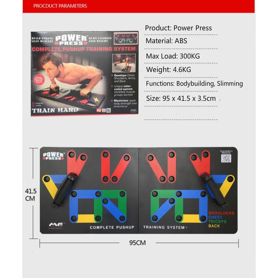 ORIGINAL Power Press Push Up Complete Push Up Training Device Multi ...