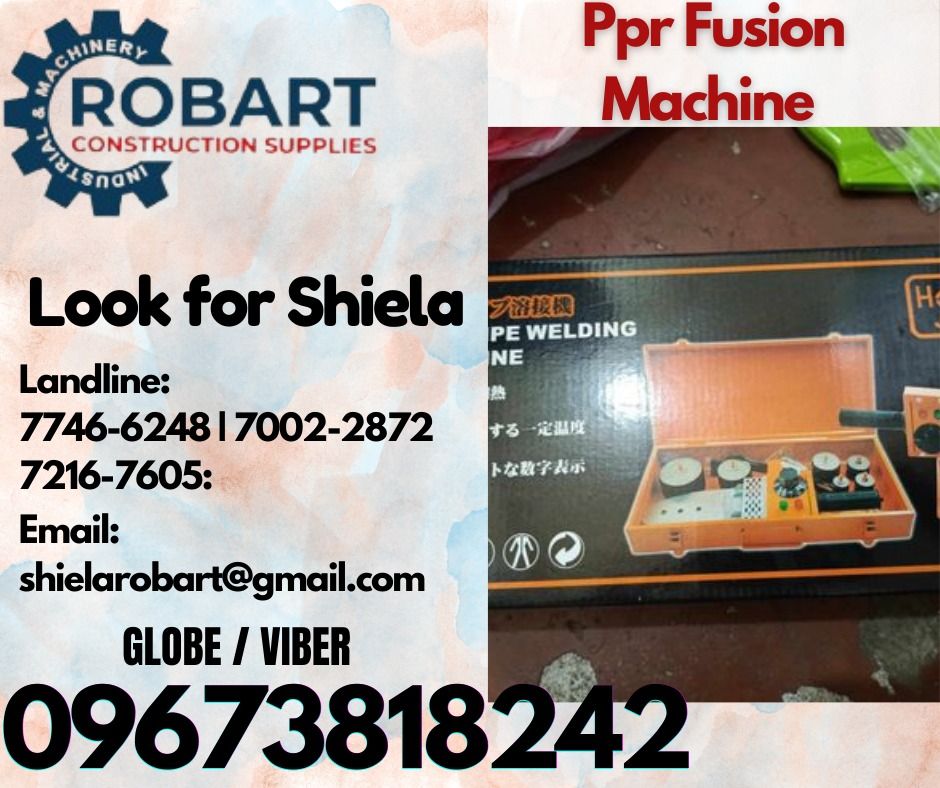 Ppr Fusion Machine (Category: Construction Tools & Equipment) located in Caloocan City. Submitted by shielaroba44709 (Listing ID 1337808918, Image 1). Description: Ppr Fusion Machine 1/2"-2" brand: FUJIMA 1unit 𝑹𝑶𝑩𝑨𝑹𝑻 𝑪𝑶𝑵𝑺𝑻𝑹𝑼𝑪𝑻𝑰𝑶𝑵 𝑺𝑼𝑷𝑷𝑳𝑰𝑬𝑺 Office Address: 1405 Yuseco St. Sta Cruz Manila SEND US MESSAGE FOR INQUIRIES ‼️ ‼️ Call: 09673818242 / 09662708845 Vibr - (09673818242) Landline: (𝟩𝟩𝟦𝟨-𝟨𝟤𝟦𝟪) / (𝟩𝟢𝟢𝟤-𝟤𝟪�