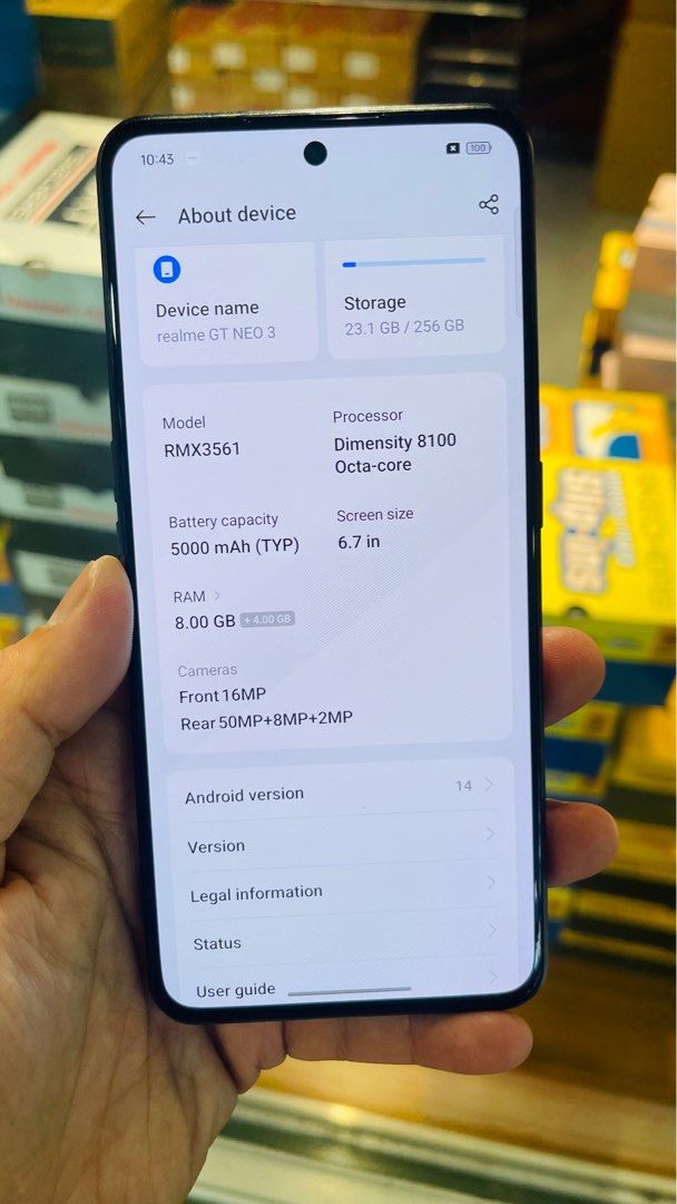 Realme GT neo 3 5g (Category: Realme) located in San Juan City. Submitted by duffzgadget (Listing ID 1337806704, Image 3). Description: Realme GT neo 3 5g Openline dual-sim 256gb 12gb ram sprint white ntc 💯Smooth and Good Condition No hidden defect or any issue Check all you want Complete packages .. We accept COP / COD / LBC .