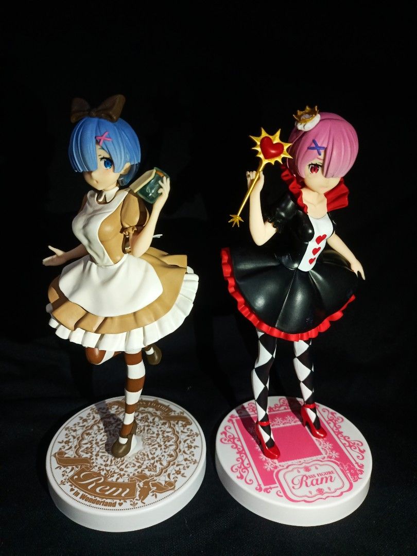 SALE Re: Zero Rem Ram (4 Figures take all) (Category: Figurines & Statues) located in Manila. Submitted by pinkconttoncandy_collectibles (Listing ID 1337837148, Image 2). Description: Take all for 1k 💯 authentic action figures Re: Zero Rem Ram set Break set prices: October fest set: 550 Wonderland set: 600 Loc: Manila MOD: J&T or lalamove / meetup: Quirino lrt station.