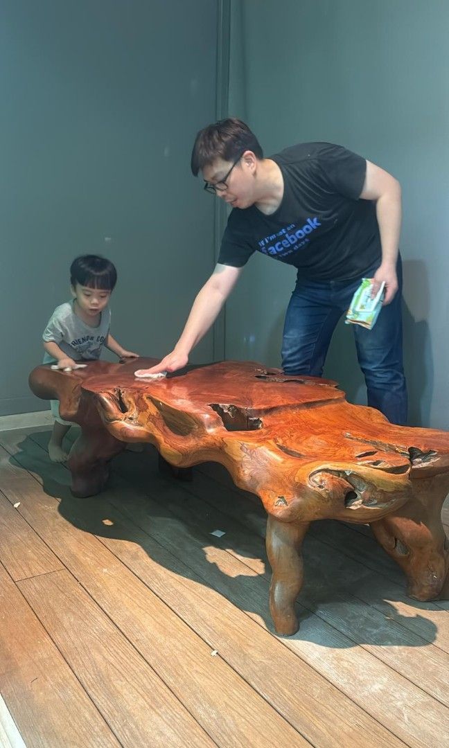 Solid Wood Table (Category: Tables & Sets) located in Singapore. Submitted by vin111328 (Listing ID 1337881370, Image 3). Description: Long = 158 cm width = 76 cm measured from center height = 46 cm please arrange your own transport.