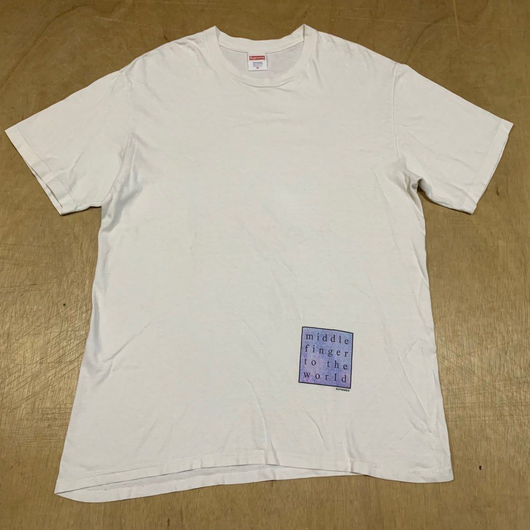 SUPREME MIDDLE FINGER TO THE WORLD TEE Men s Fashion Tops Sets Tshirts Polo Shirts on Carousell