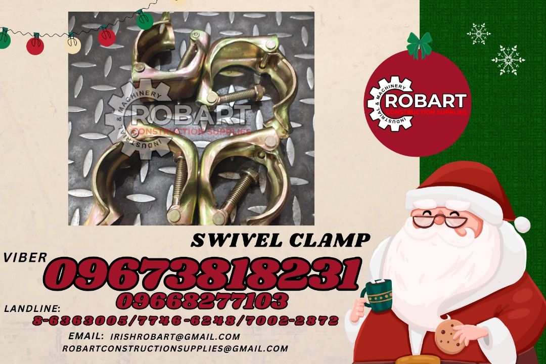 swivel clamp (Category: Construction Tools & Equipment) located in Manila. Submitted by irishrobart_22 (Listing ID 1337772517, Image 1). Description: swivel clamp SEND US MESSAGE FOR INQUIRIES ‼️‼️ LOOK FOR IRISH ROBART VBR : 0 9 6 7 3 8 1 8 2 3 1/ 0 9 6 7 3 8 1 8 2 3 4 LANDLINE 8-6 3 6 3 0 0 5 / 7 7 4 6 -6 2 4 / 7 0 0 2-2 8 7 2 GMAIL: I R I S H R O B A R T @ G M A I L . C O M Office Address: 1405 Yuseco St. Sta Cruz Manila 𝑹𝑶𝑩𝑨𝑹𝑻 𝑪𝑶𝑵𝑺�