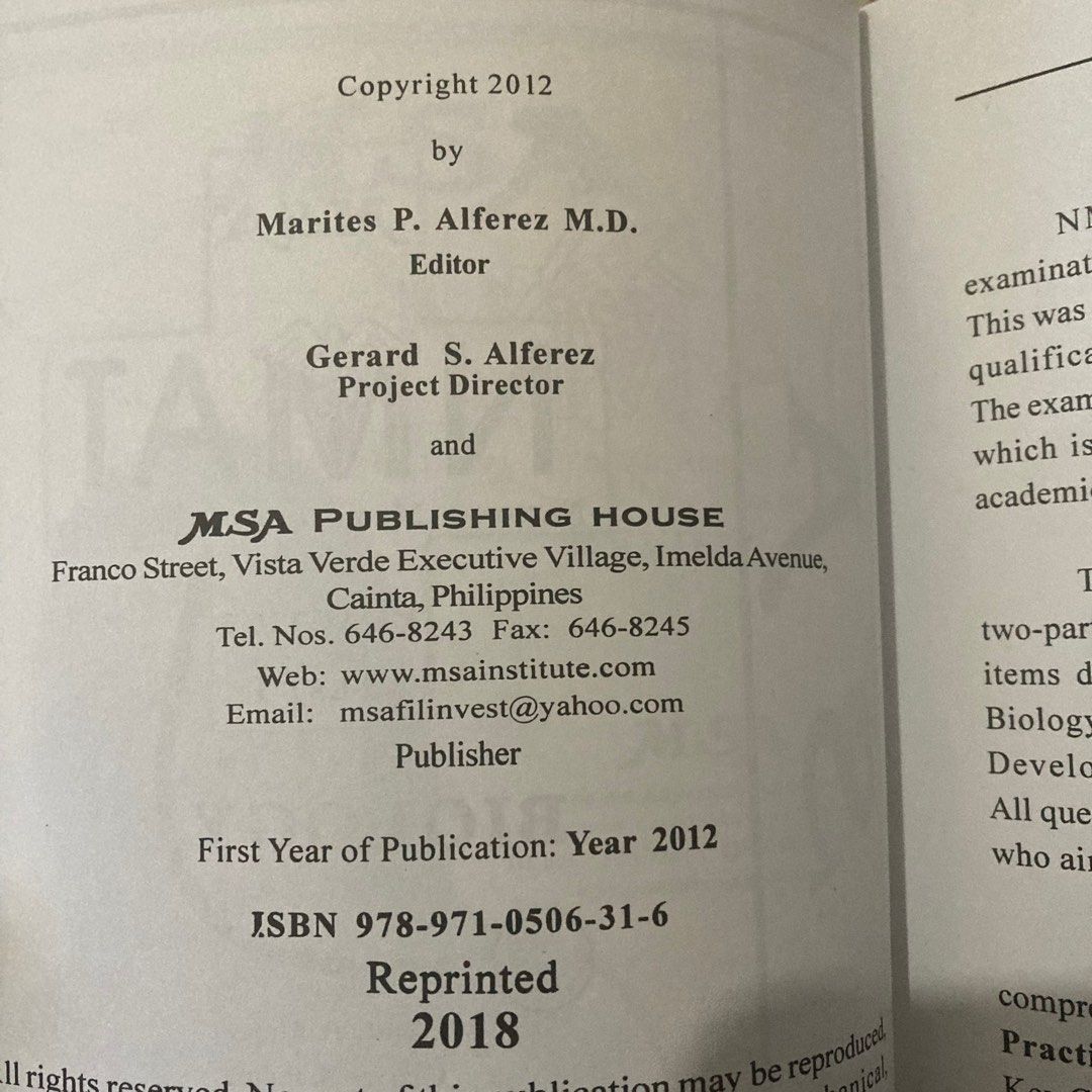 [TAKE ALL] MSA NMAT Reviewer (Category: Textbooks) located in Bulacan. Submitted by daniella_sells (Listing ID 1337078282, Image 2). Description: [Fixed price/ no haggling] [TAKE ALL] MSA NMAT REVIEWER Biology, Physics, Chemistry, Quantitative Reasoning Inductive Reasoning Perceptual Acuity ⭐️NO MISSING PAGES ⭐️9/10 BODY COSMETICS ⭐️Bought for ₱150 each ⭐️Guaranteed authentic .