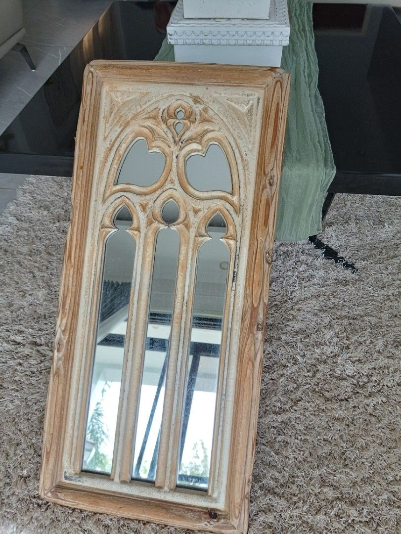Vintage Gothic Wall mirror (Category: Mirrors) located in Cavite. Submitted by basicfarmhouse (Listing ID 1337930748, Image 1). Description: Size : Length 37cm x Width 5cm xHeight 80cm Location: South Forbes Golf City Road, Brgy Inchican, Silang Cavite Shipping via : LALAMOVE Mode of Payment : Gcash.