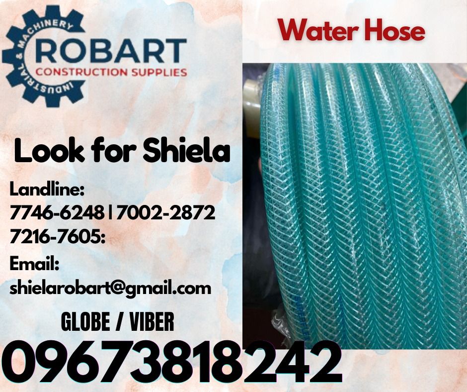 Water Hose (Category: Construction Tools & Equipment) located in Caloocan City. Submitted by shielaroba44709 (Listing ID 1337809794, Image 1). Description: Water Hose Size: 1/2" x 300ft 1 roll 𝑹𝑶𝑩𝑨𝑹𝑻 𝑪𝑶𝑵𝑺𝑻𝑹𝑼𝑪𝑻𝑰𝑶𝑵 𝑺𝑼𝑷𝑷𝑳𝑰𝑬𝑺 Office Address: 1405 Yuseco St. Sta Cruz Manila SEND US MESSAGE FOR INQUIRIES ‼️ ‼️ Call: 09673818242 / 09662708845 Vibr - (09673818242) Landline: (𝟩𝟩𝟦𝟨-𝟨𝟤𝟦𝟪) / (𝟩𝟢𝟢𝟤-𝟤𝟪𝟩𝟤) / (𝟩𝟤𝟣𝟨-�