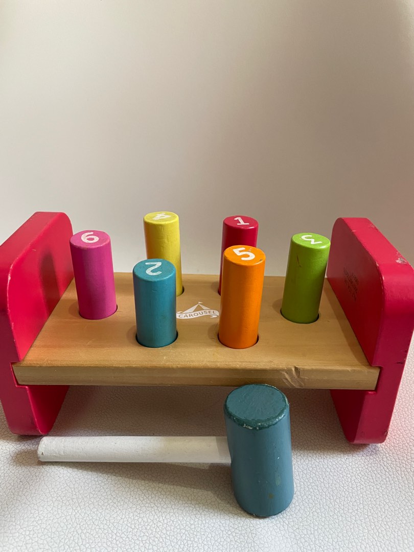 Wooden Pounding Toy Shape And Number Pin Babies Kids Infant