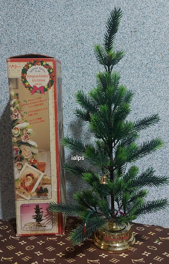 1988 Sylvanian Families Christmas Tree with Box (Category: Vintage Collectibles) located in Angono. Submitted by lpsflover (Listing ID 1337981336, Image 1). Description: Highly collectible. Music and upper lights are not working anymore; lower lights still flicker. Works on 2 pcs AA batteries. Wind up mechanism for music needs to be repaired for it to function again. Missing battery compartment cover. Very hard to find. As is where is, so manage 