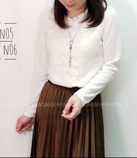 韓國製 小企領 暗紋 長袖上衣 女裝64240419663363110