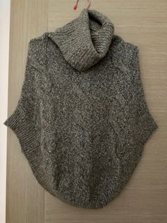 日本 啡色 樽領毛冷 背心 斗篷 外衣64200383431809110