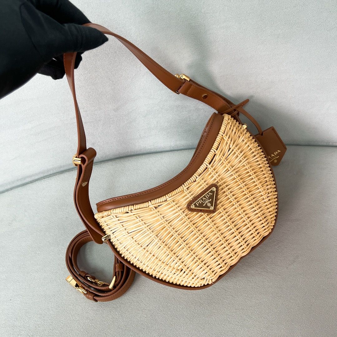 Authentic prada arque wicker bamboo bag Luxury Bags Wallets on Carousell