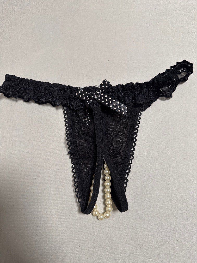 Black lace open crotch thong with beads (Category: Undergarments & Loungewear) located in Makati City. Submitted by fleuraline (Listing ID 1338108742, Image 2). Description: Small-Medium From my personal collection RFS: Too many Lingerie Brand new No tags .