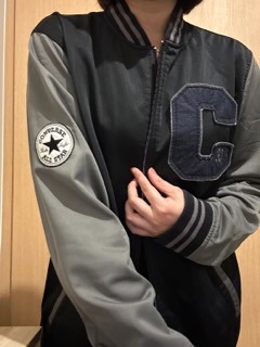 Fabulous Converse Bomber Jacket UK L Black and Grey GM143