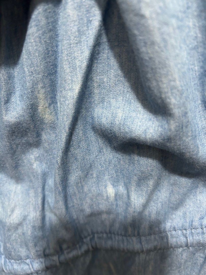Cotton on soft denim jumpsuit (Category: Jumpsuits) located in Manila. Submitted by sicataf (Listing ID 1337936171, Image 3). Description: Very comfortable. Issue included in the pictures but barely noticeable when worn. Great for beach cover up / errands. Shipping via lalamove/grab/aks c/o buyer. Payment- gcash/bank transfer..