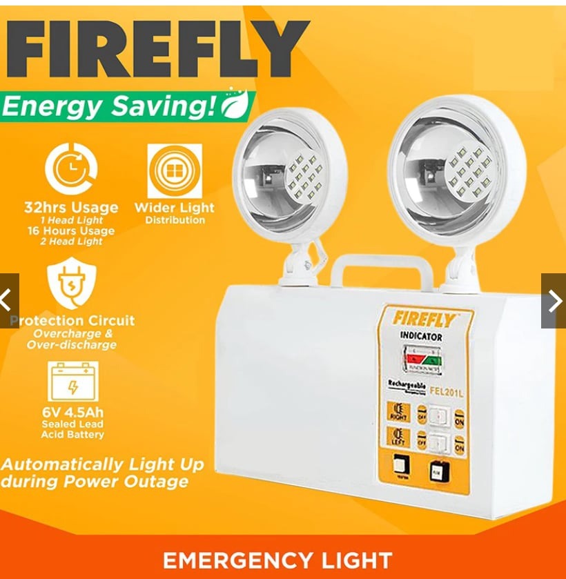 FIREFLY Emergency light twinhead rechargeable emergency lamp LED lights ...