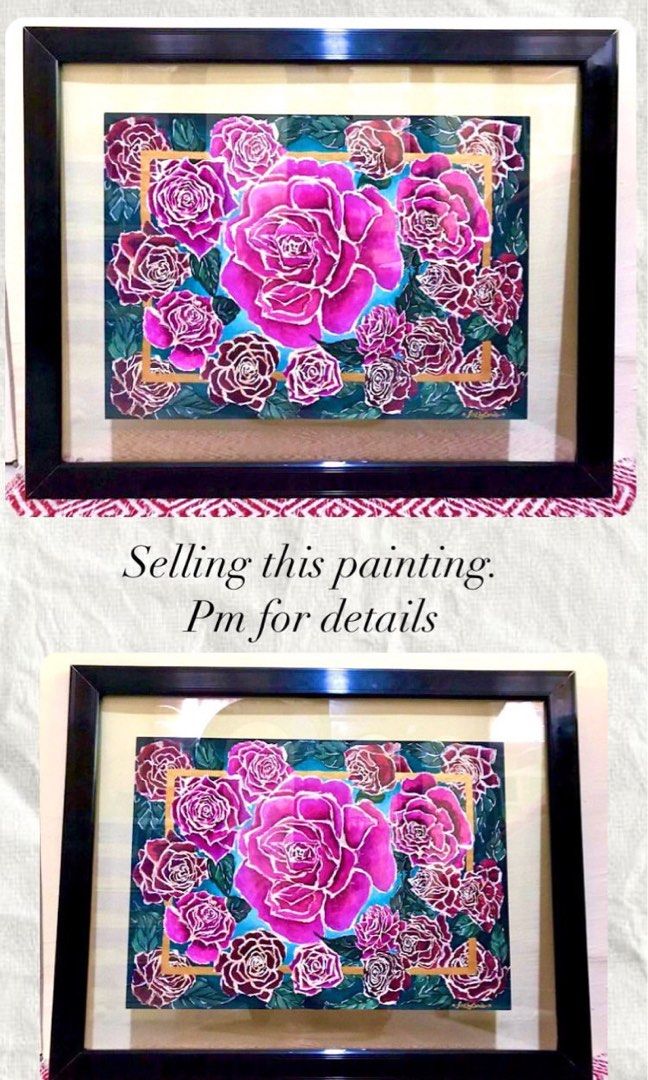 flower painting with frame (Category: Art & Prints) located in San Juan City. Submitted by awsytamco03958 (Listing ID 1338035837, Image 1). Description: My first painting project. I used Gouache as my medium for this painting..