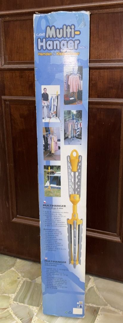 Multi Hanger (Category: Hooks & Hangers) located in Singapore. Submitted by nicshoppingintro (Listing ID 1338093721, Image 3). Description: Up to 33 Hanger Holds Up to 15Kg of total weight Telescopic height adjustment from 127 to 152 cm Easy storage through folding mechanism.