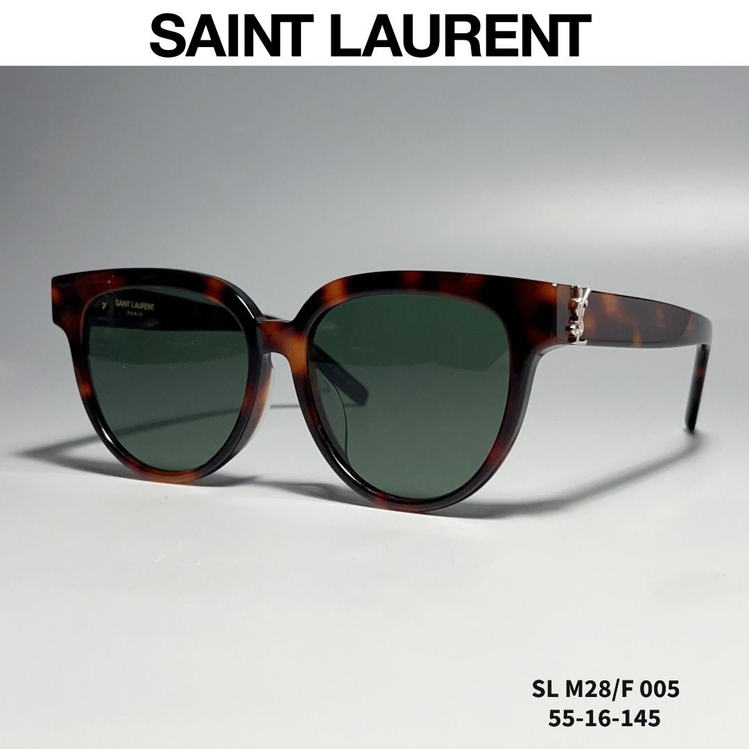 Ready Stock Saint Laurent SL M28 F 005 Acetate Rounded Cat eye Sunglasses in Havana w Green Lenses Gold Logo 55 16 145 Women s Fashion Watches Accessories Sunglasses Eyewear on Carousell