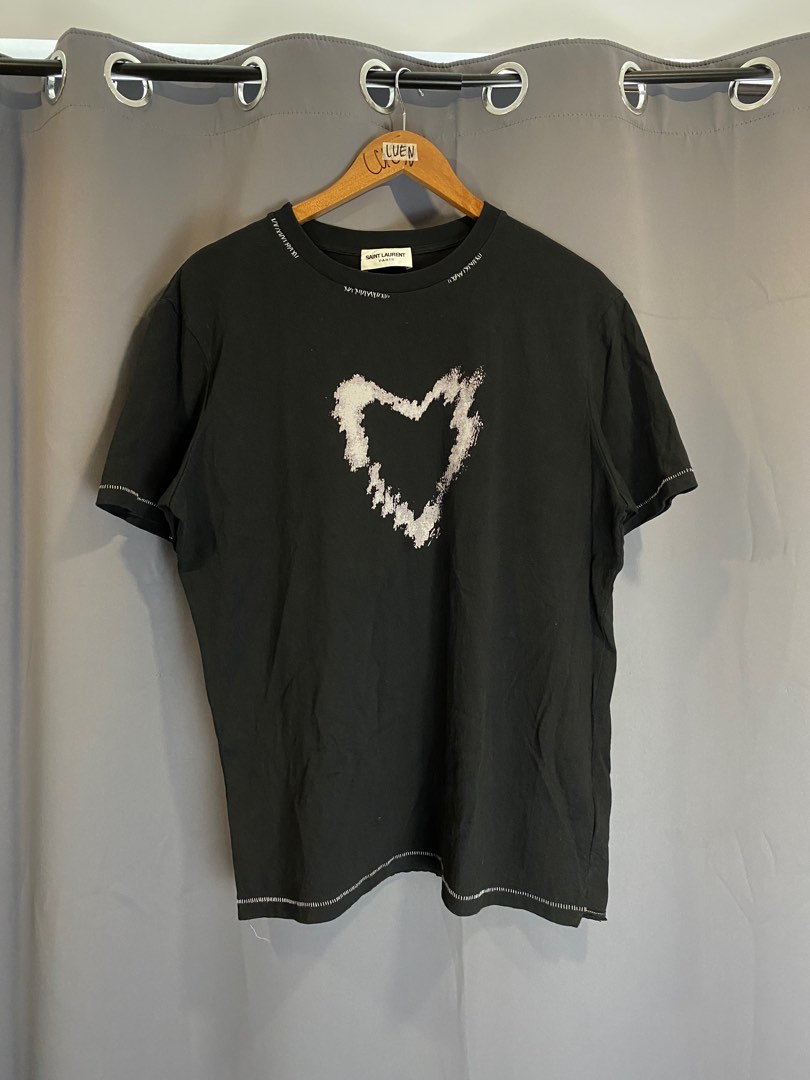 Saint Laurent Paris x YSL Heart Tshirt, Luxury, Apparel on Carousell