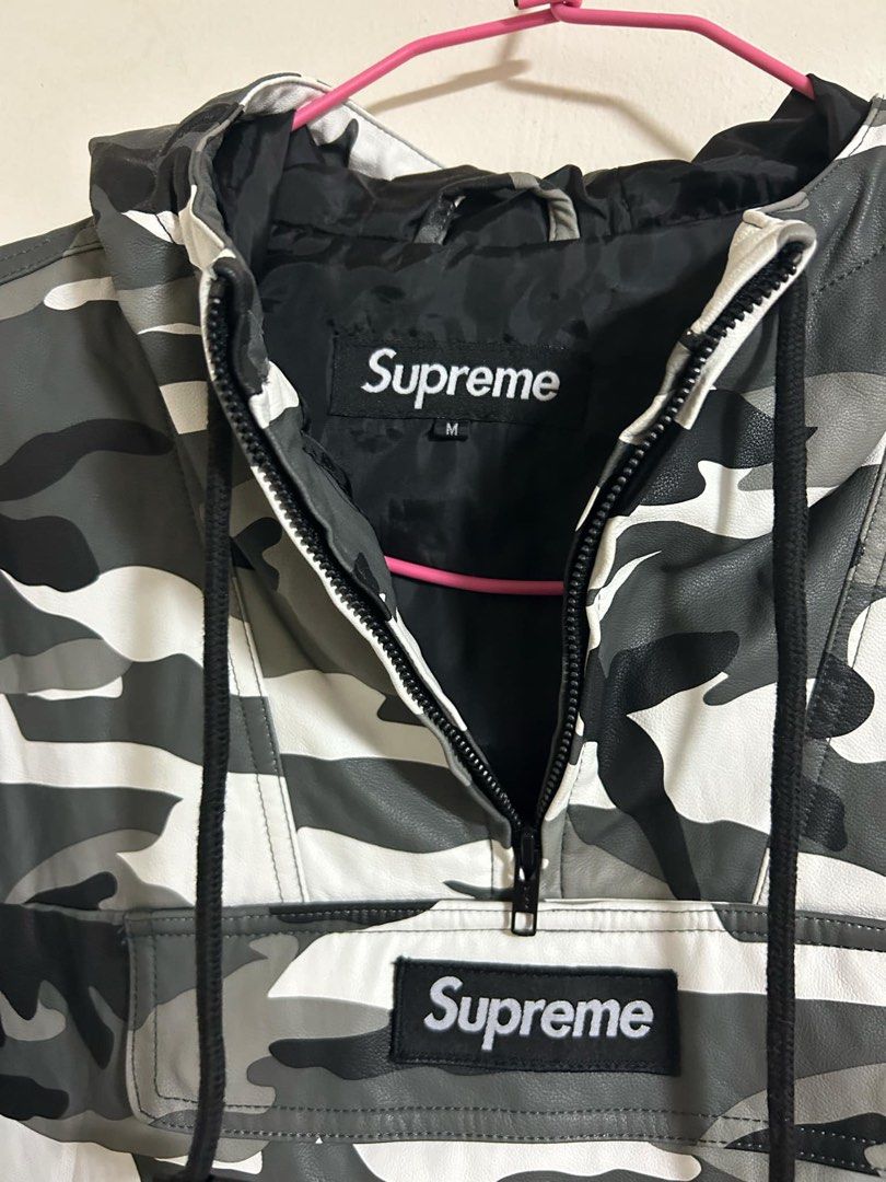 Supreme leather anorak snow camo black white grey T