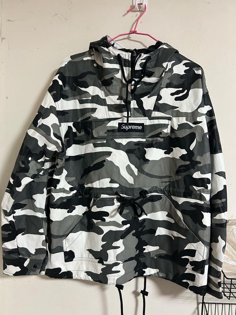Supreme leather anorak snow camo black white grey T