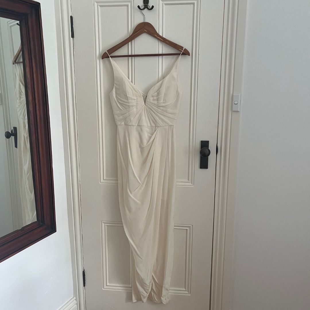 Zimmermann Sueded Silk Plunge Long Dress in Pearl Cocktail Bridesmaid Size 2 12AU 6 8US 40EU