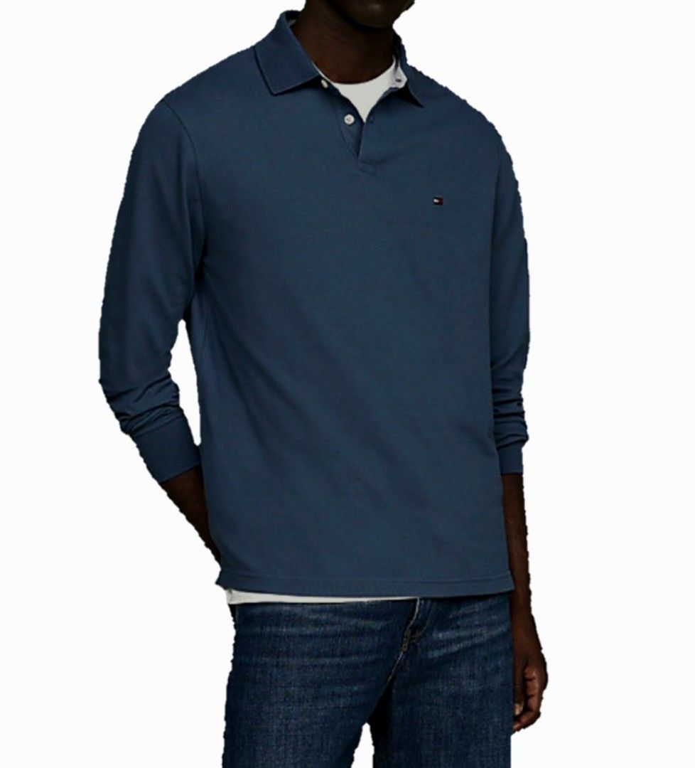 45 off Tommy Hilfiger Faded Indigo Heather Premium Pique Slim Fit Polo Top T shirt Carousell