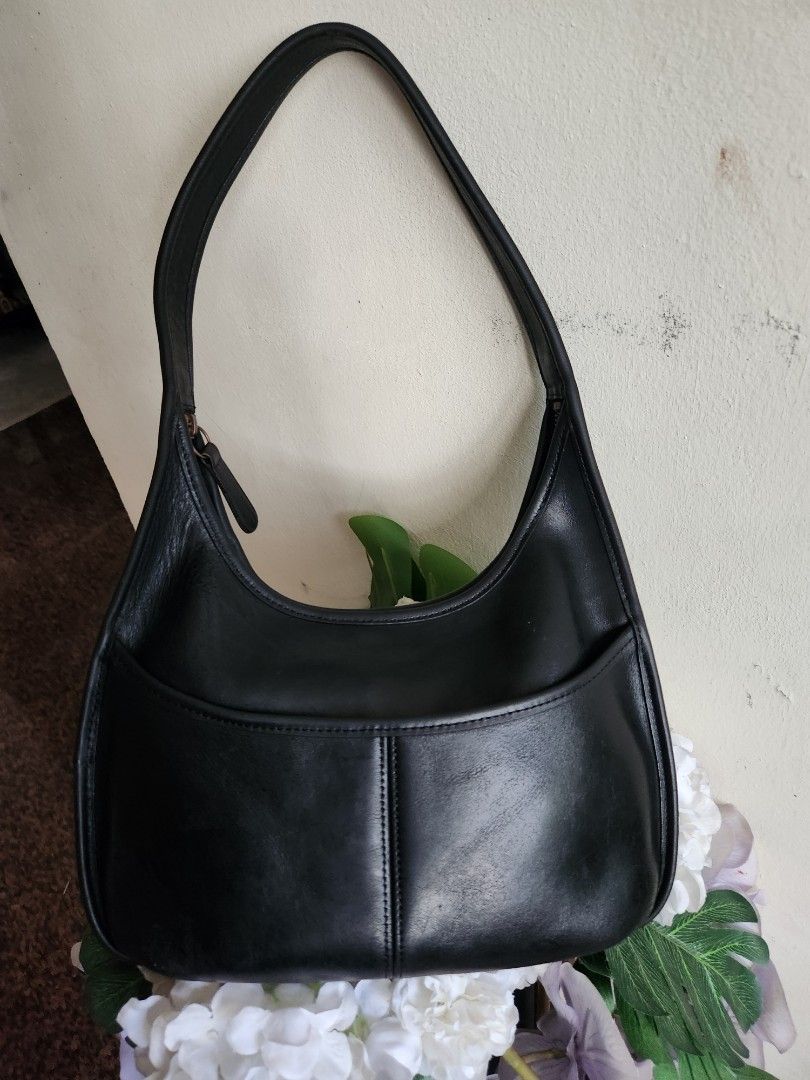 💯 Auth Vintage Coach Ergo 9033 Pocket Zip in Black Shoulder