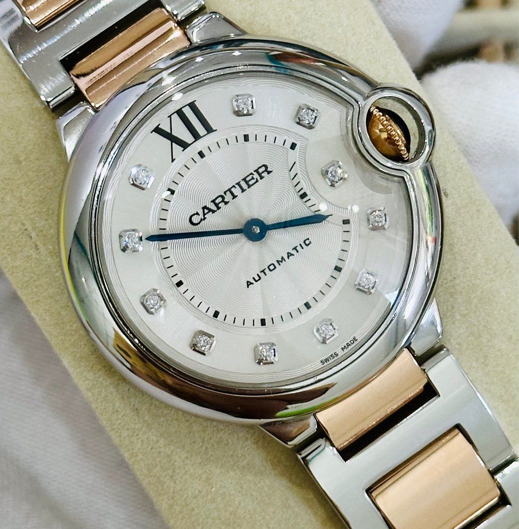 Cartier Ballon Bleu Diamond (Category: Luxury Watches) located in Baliuag. Submitted by clicksmileph (Listing ID 1338195020, Image 2). Description: Cartier Ballon Bleu Price: P 388,000 ( Slight negotiable ) Automatic Movement Diamond Digits 36mm Case size Year approx 2015-up Condition: 9.5/10 (Mint) Two tone Rosegold & Stainless Steel Guaranteed Authentic Set with: Original box, pouch and manual For Viewing: SM Baliwag Trinoma (By appt.) Rob Plac