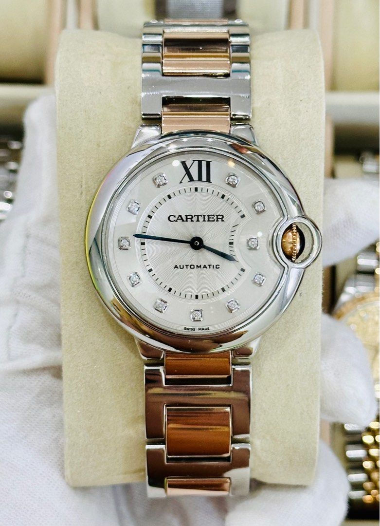 Cartier Ballon Bleu Diamond (Category: Luxury Watches) located in Baliuag. Submitted by clicksmileph (Listing ID 1338195020, Image 1). Description: Cartier Ballon Bleu Price: P 388,000 ( Slight negotiable ) Automatic Movement Diamond Digits 36mm Case size Year approx 2015-up Condition: 9.5/10 (Mint) Two tone Rosegold & Stainless Steel Guaranteed Authentic Set with: Original box, pouch and manual For Viewing: SM Baliwag Trinoma (By appt.) Rob Plac