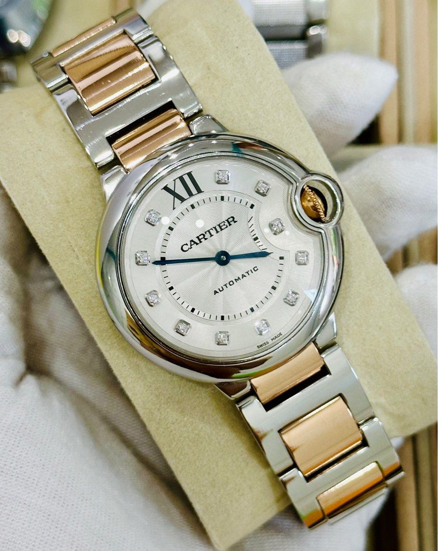 Cartier Ballon Bleu Diamond (Category: Luxury Watches) located in Baliuag. Submitted by clicksmileph (Listing ID 1338195020, Image 3). Description: Cartier Ballon Bleu Price: P 388,000 ( Slight negotiable ) Automatic Movement Diamond Digits 36mm Case size Year approx 2015-up Condition: 9.5/10 (Mint) Two tone Rosegold & Stainless Steel Guaranteed Authentic Set with: Original box, pouch and manual For Viewing: SM Baliwag Trinoma (By appt.) Rob Plac