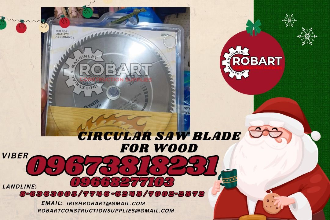 Circular Saw Blade for Wood (Category: Construction Tools & Equipment) located in Manila. Submitted by irishrobart_22 (Listing ID 1338206409, Image 1). Description: Circular Saw Blade for Wood Brand: Bosun Size: 10" x 100T SEND US MESSAGE FOR INQUIRIES ‼️‼️ LOOK FOR IRISH ROBART VBR : 0 9 6 7 3 8 1 8 2 3 1/ 0 9 6 7 3 8 1 8 2 3 4 LANDLINE 8-6 3 6 3 0 0 5 / 7 7 4 6 -6 2 4 / 7 0 0 2-2 8 7 2 GMAIL: I R I S H R O B A R T @ G M A I L . C O M Office Add