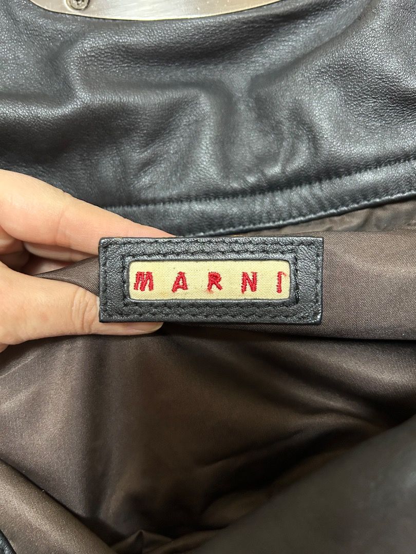 Leather handbag (Category: Luxury Bags & Wallets) located in Quezon City. Submitted by pink_lantern2 (Listing ID 1338145851, Image 3). Description: Brand is Marni. Authentic leather bag. Used a few times only. Size is small to medium. No closure zipper. Rfs not using.