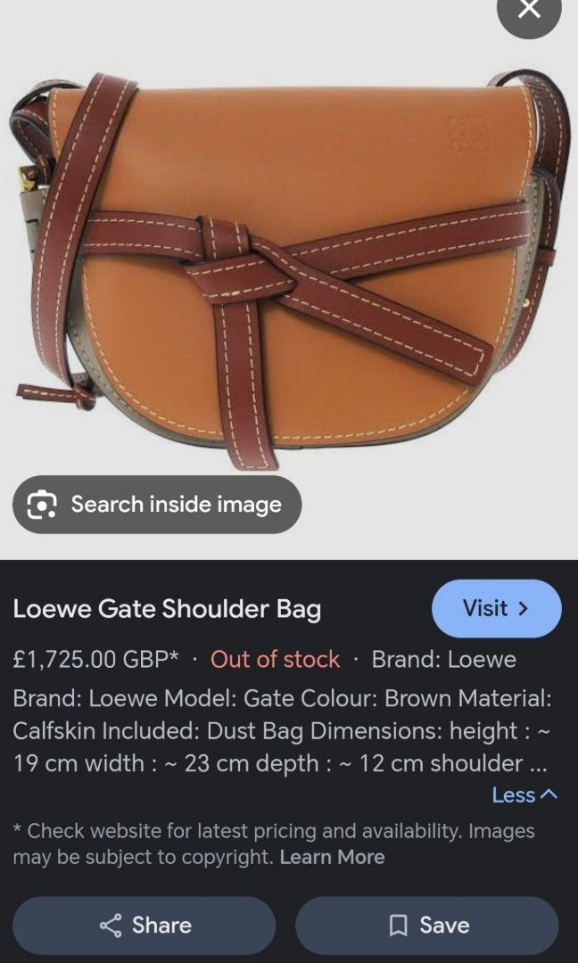 LOEWE (Category: Luxury Bags & Wallets) located in Manila. Submitted by misswvnscart.ph (Listing ID 1338148930, Image 3). Description: Loewe gate bag With serial used... No card paper bag." Bag only" From.. JApan Meet up.. Can do basta malapit s area ko.. Second and third picture For Size verification only.