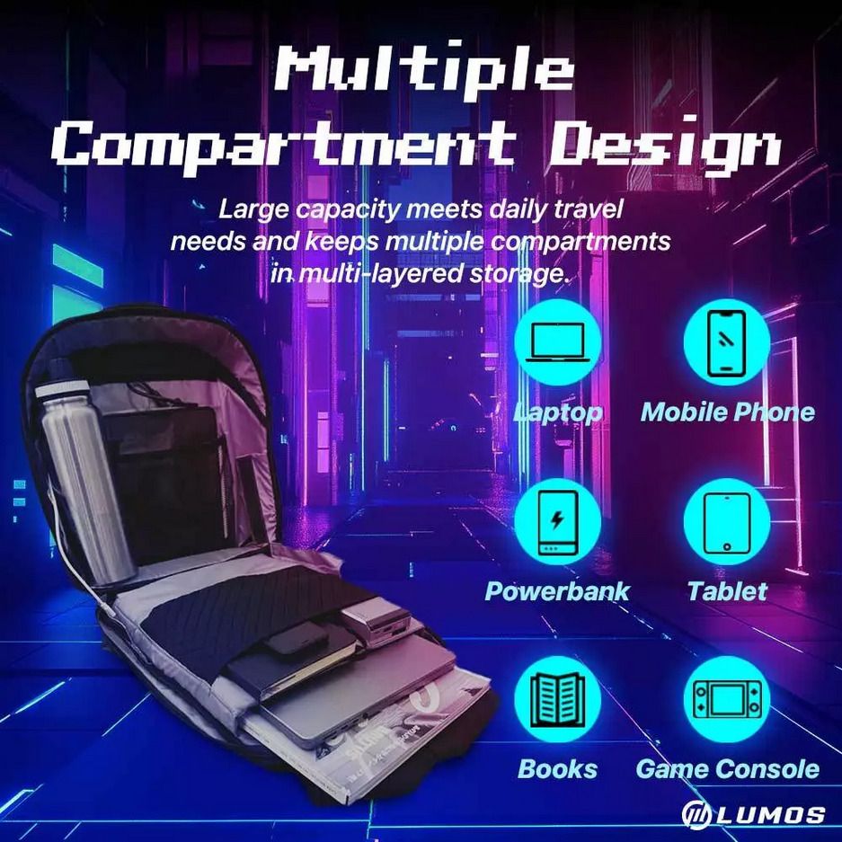 LOY Pixel Luxe Backpack with 4096 Pixel Art LED Screen & Pixel Pulse ...