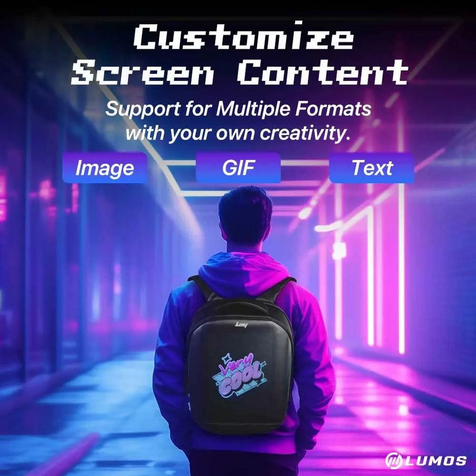 LOY Pixel Luxe Backpack with 4096 Pixel Art LED Screen & Pixel Pulse ...